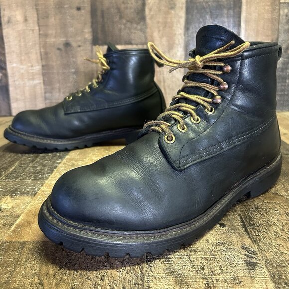 Red Wing 2930 Black Plain Toe Ice Cutter Lace Up Work Boots Mens 8 D - Picture 1 of 12